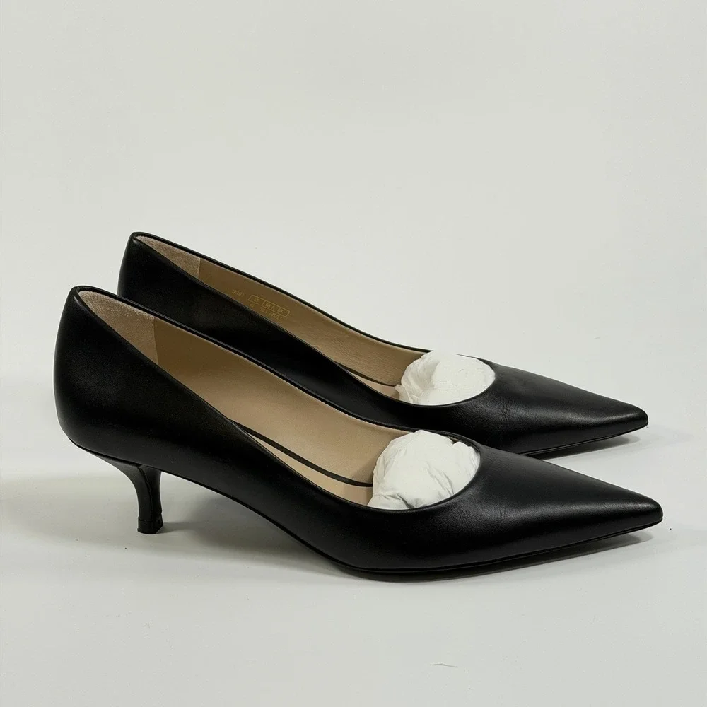Stuart Weitzman Size-8B Womens Stuart Power 50 Pumps Black Pointed Toe Leather